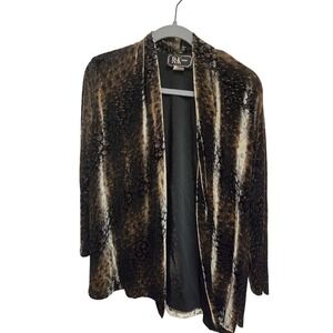 80s Vintage Velvet R&K Evenings‎ Petite Velvet Animal Print Open Front Jacket